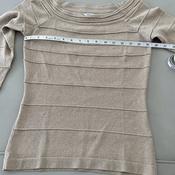 Cache Metallic Gold Sparkle Top size XS - Picture 2 of 7
